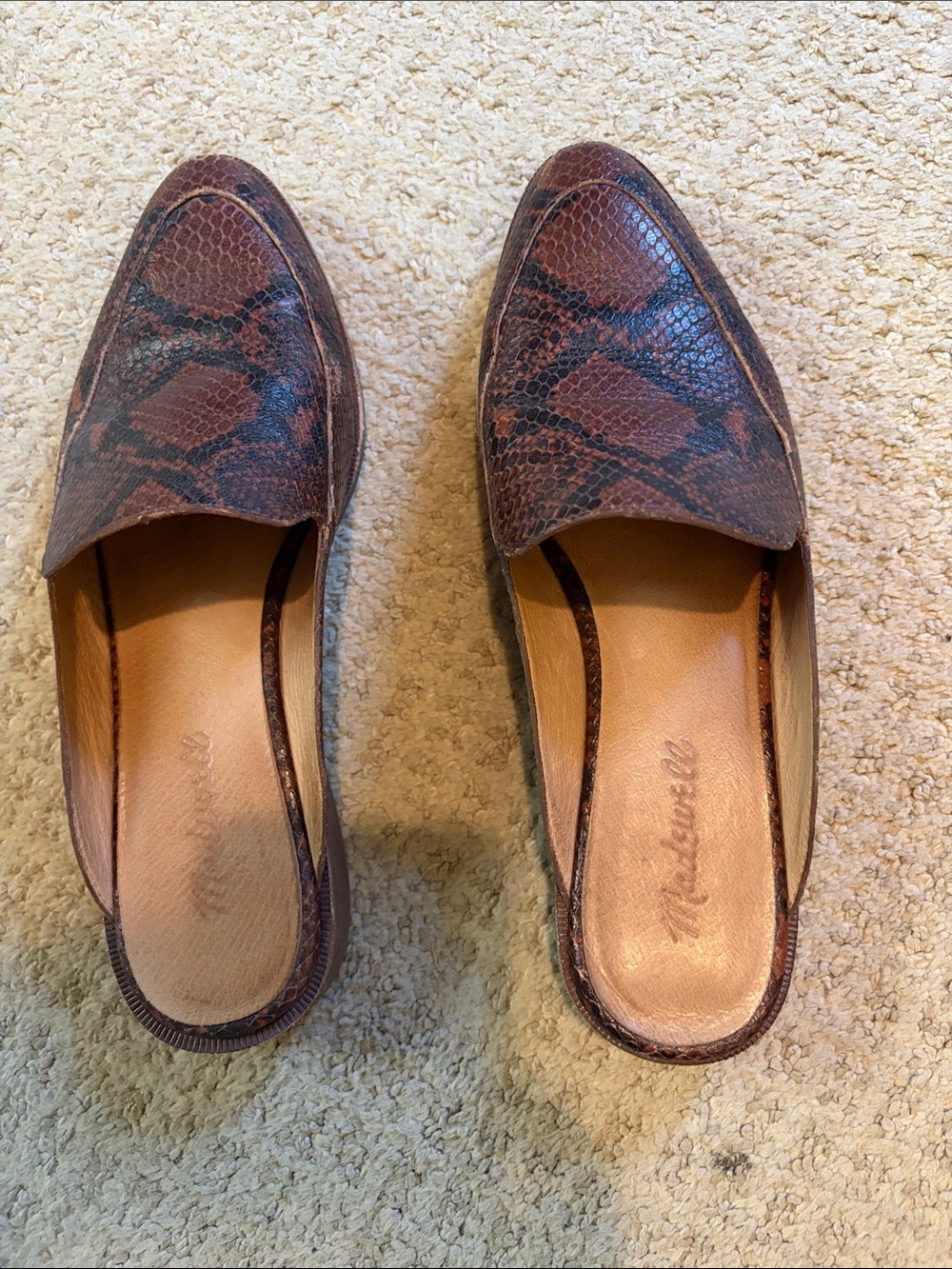 Madewell Brown Snake-Print Slip-On Mules